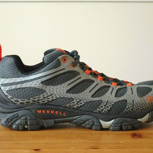 Merrell Moab Edge 2 Vibram Outdoor Hiking Shoes Grey Orange Mens 10.5 (J35427) - Picture 2 of 11
